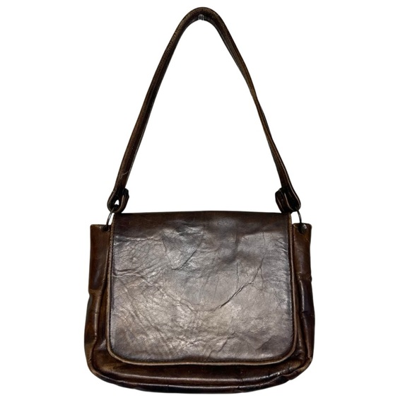 70's Handmade Boho Hippie Leather Flap Bag - Picture 1 of 9
